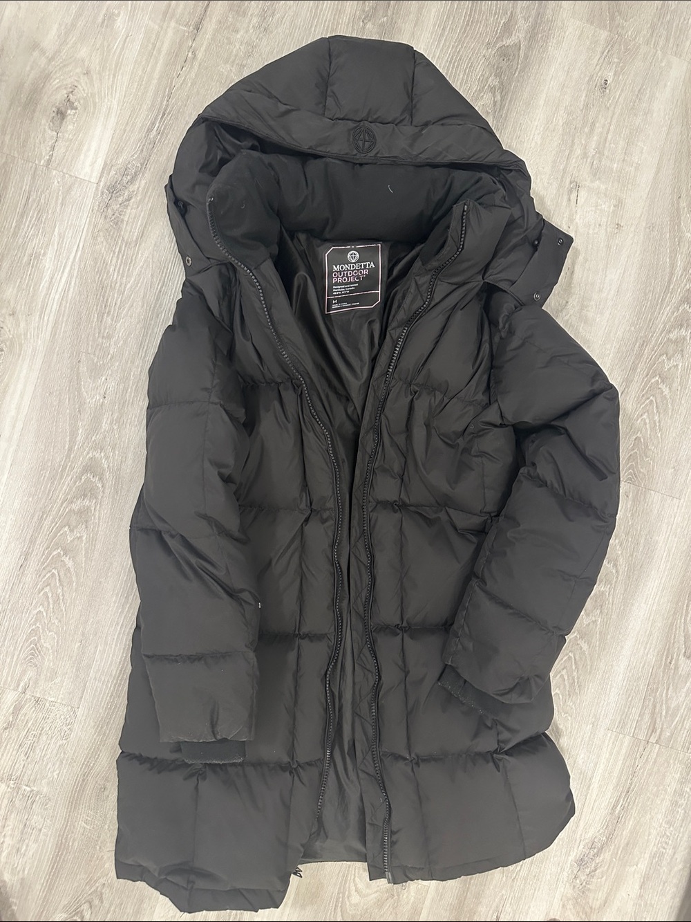 Mondetta Black Puffer Jacket with Pink Accent Logo Size M